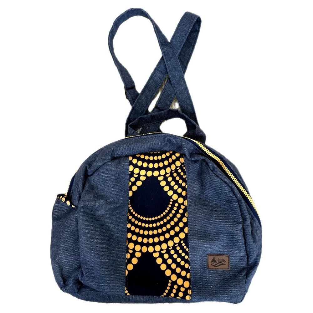 Forever Foxxy Urban Denim Backpack Coated Soft Denim Geometric Mixed Fabric Y2K